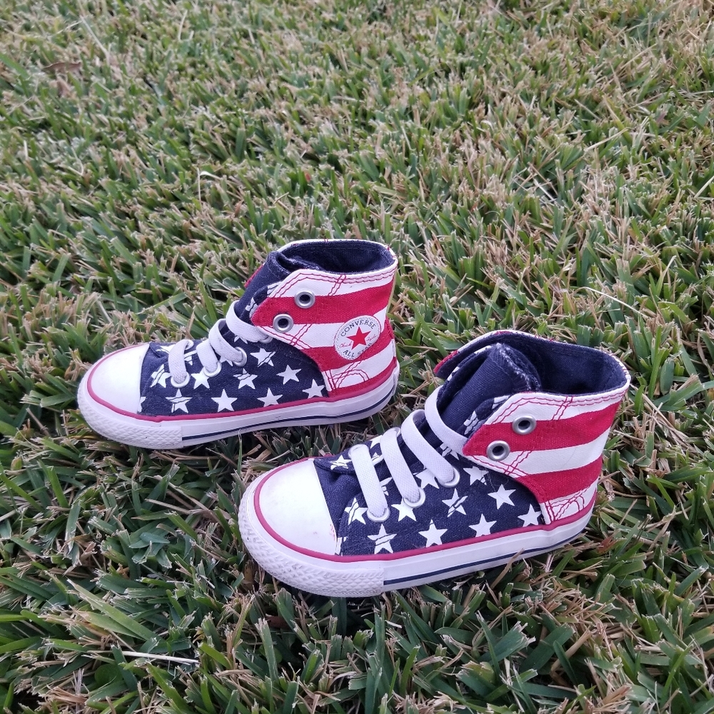 Toddler Flag Converse-Elastic Lace